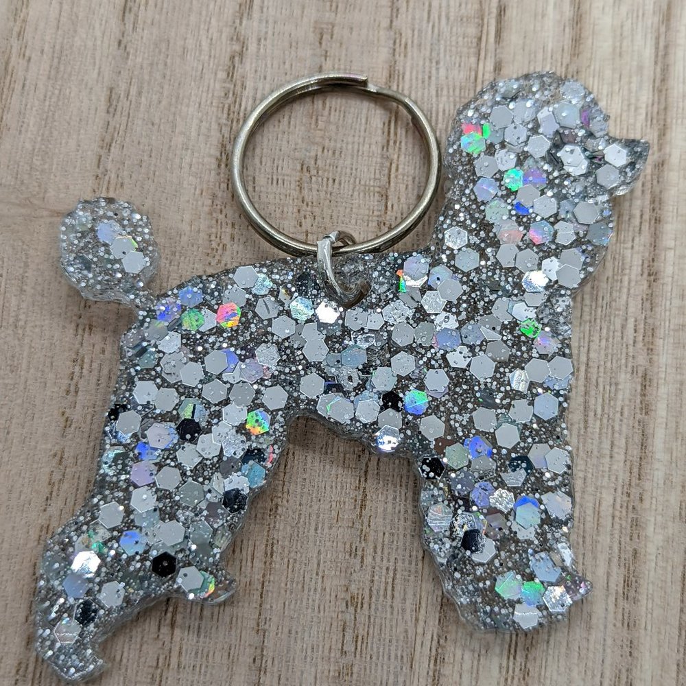 Poodle Glitter Keychain